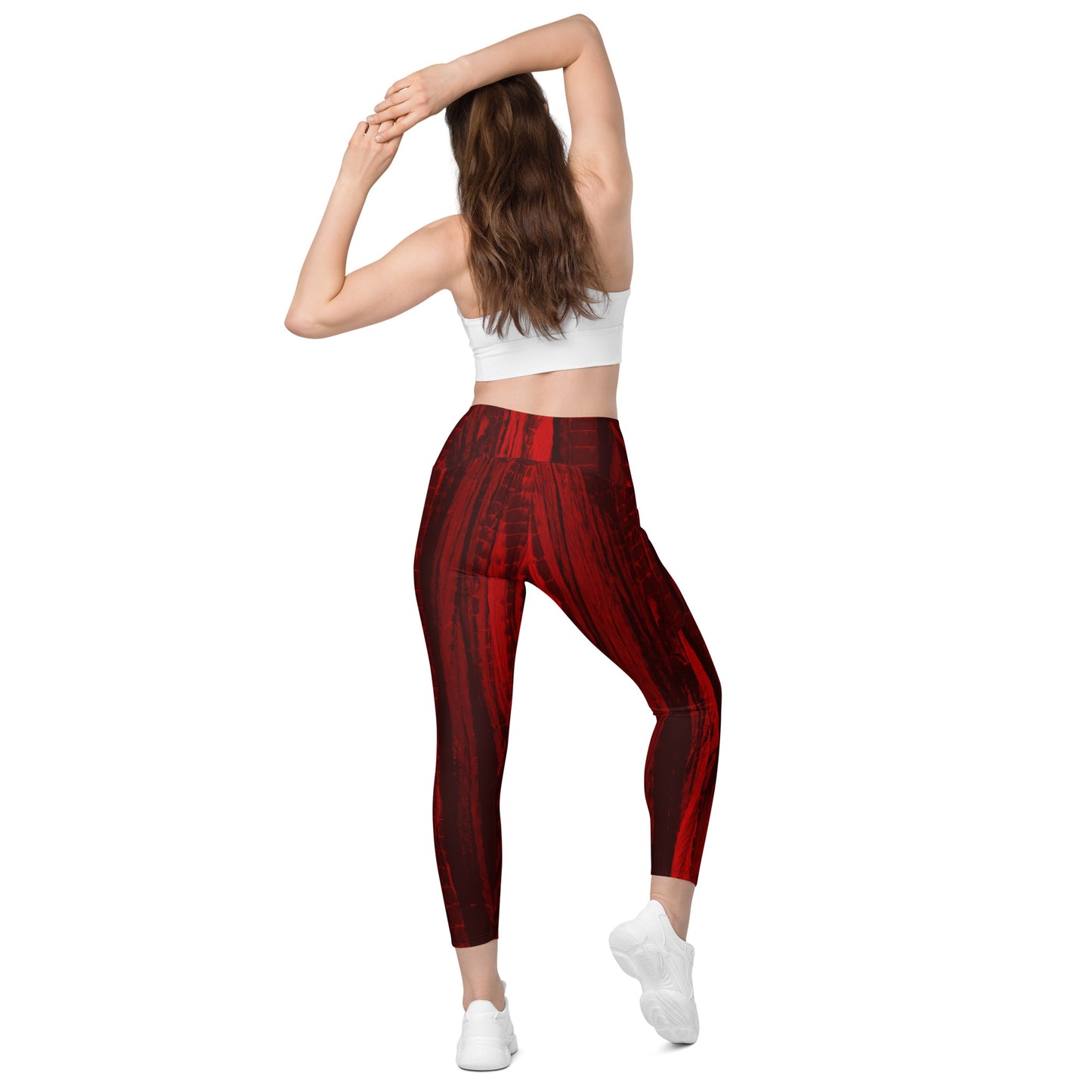 Fire Rose Crossover Leggings With Pockets