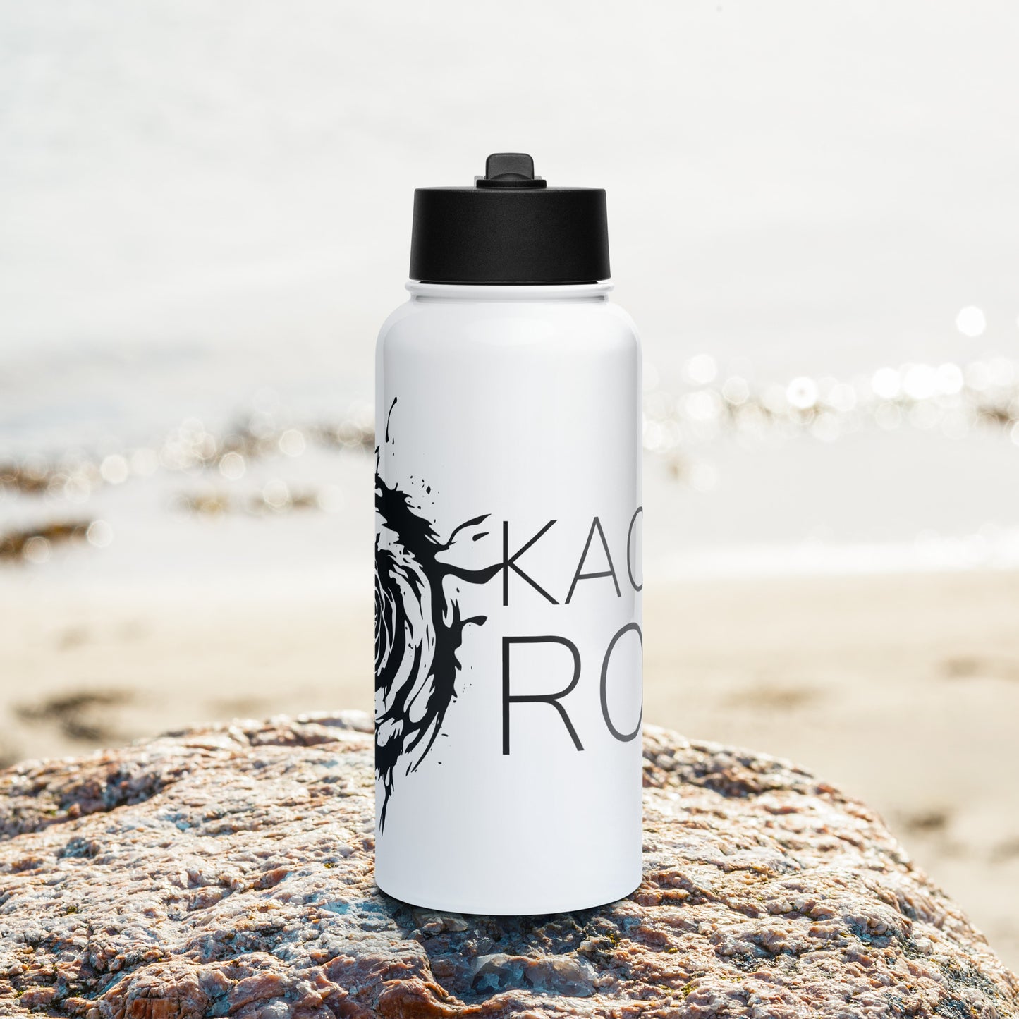 Kaotic Rose Stainless Steel Water Bottle With A Straw Lid