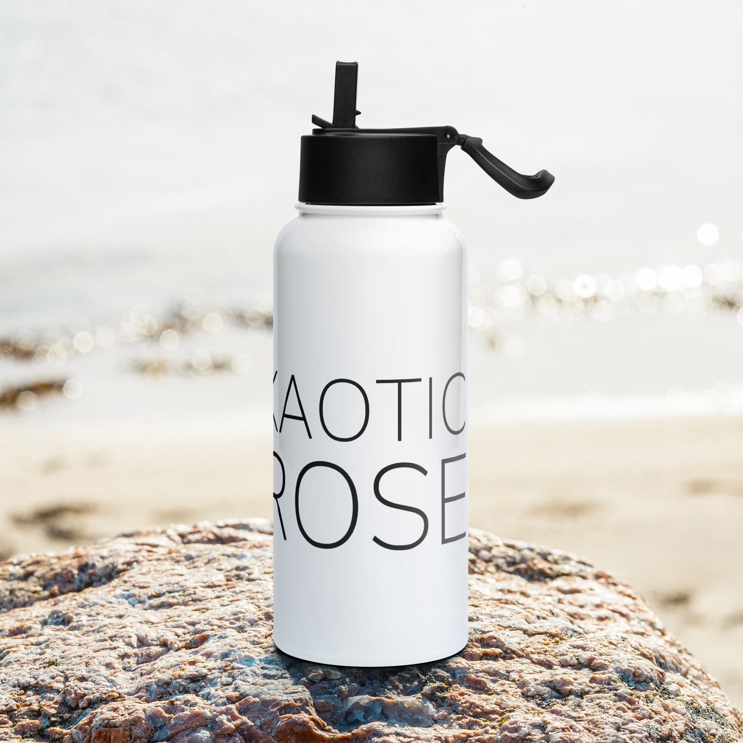 Kaotic Rose Stainless Steel Water Bottle With A Straw Lid